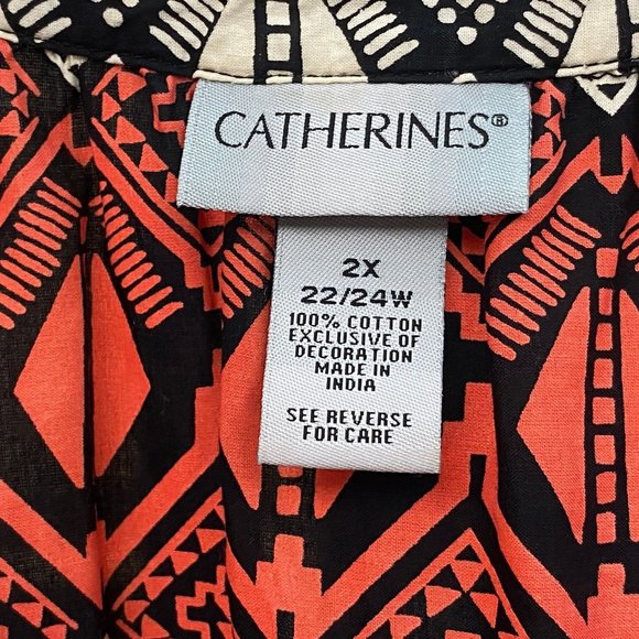 Catherines 2X (22/24) Multicolor Top 3/4 Sleeve Boho - Picture 10 of 12